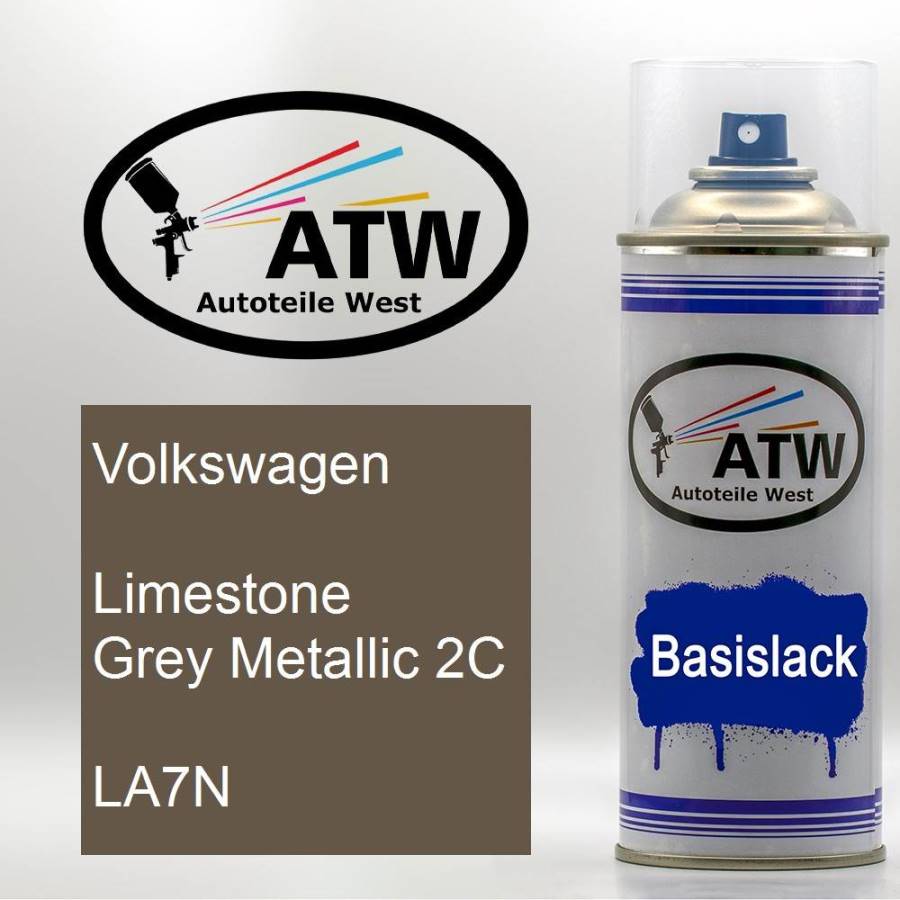 Volkswagen, Limestone Grey Metallic 2C, LA7N: 400ml Sprühdose, von ATW Autoteile West.